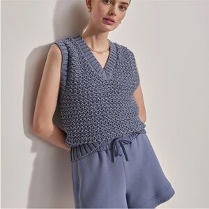 NWT Varley Lavender Blue Knit V-Neck Sweater Vest